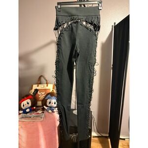 Y&R Mazzi Bella Cross Tie Decorative Yoga Pants, Side Zip, Sz S